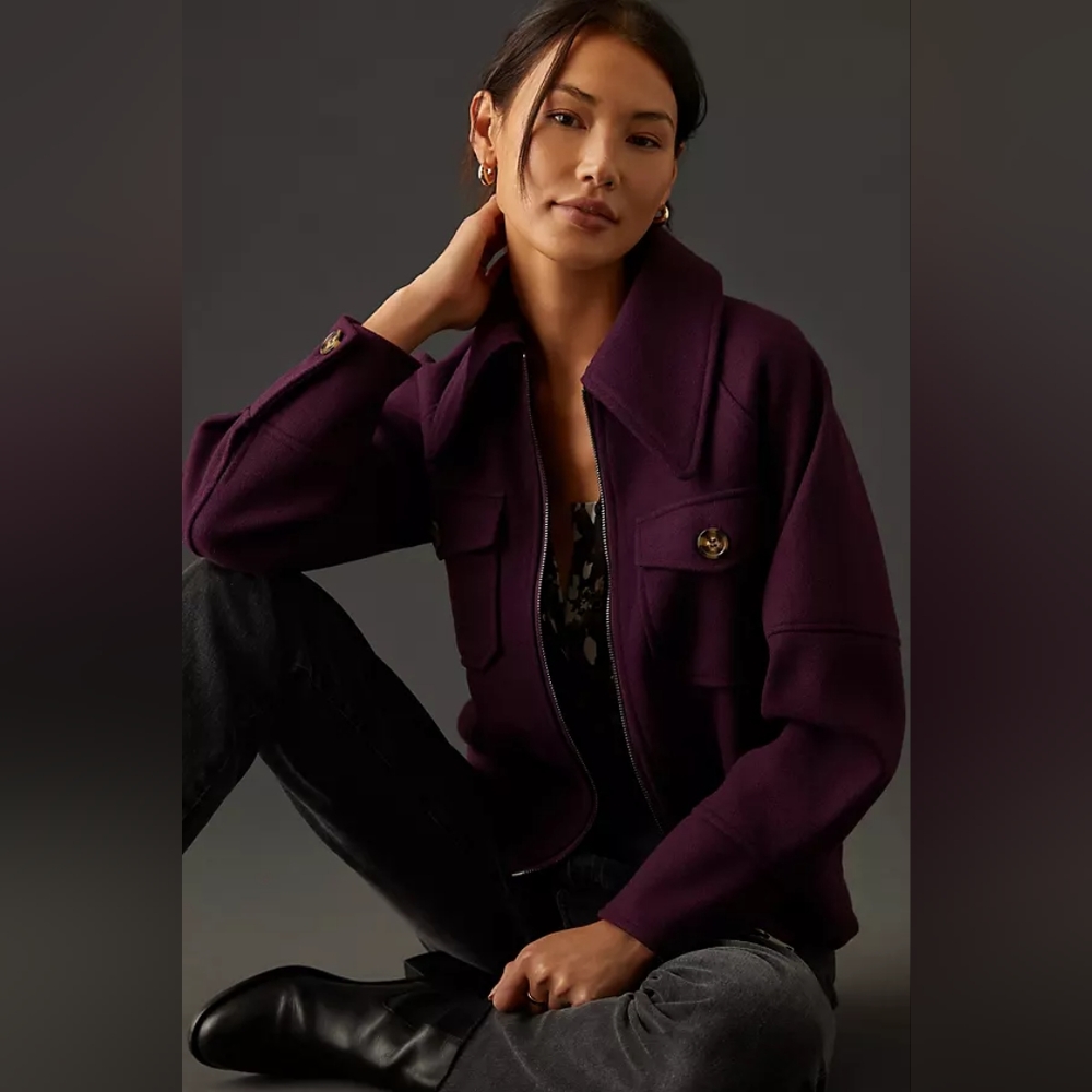 Anthropologie Avec Les Filles Purple Shirt Jacket